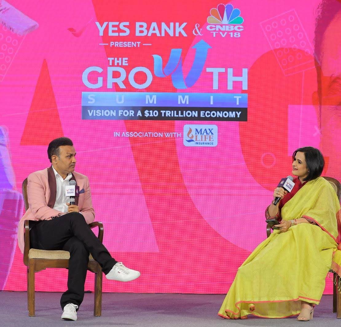 Mugdha Kalra in conversation with Virender Sehwag at The Growth Summit